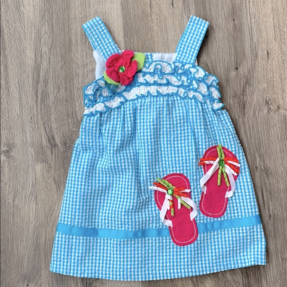 Rare Editions Girls 2T Blue Checkered Dress EUC